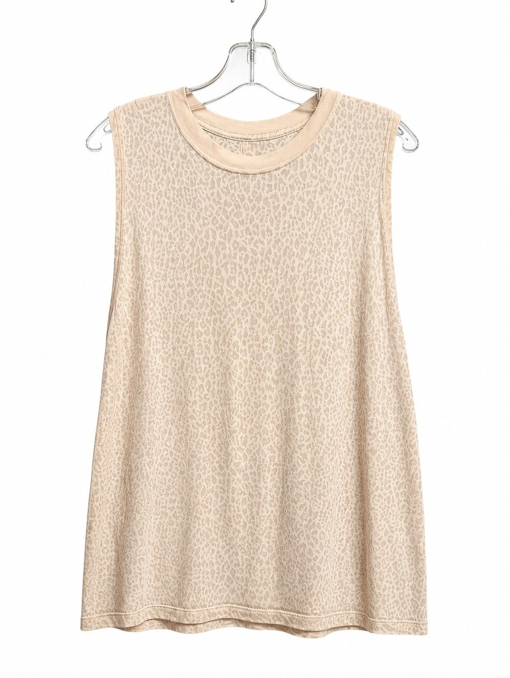 Lululemon Women's Size 14 Beige Leopard Print Sleeveless Muscle Tank Top